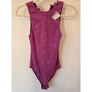 Intimately Free People Purple Mineral Wash Ribbed Sleeveless Bodysuit Small S